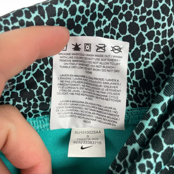 Nike Dri-Fit Turquoise Teal Spotted Athletic Leggings Capri Size Small - Picture 5 of 6